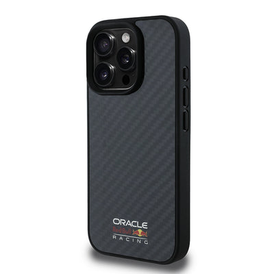 Apple iPhone 15 Pro Max Kılıf Redbull Orjinal Lisanslı M-safe Şarj Özellikli Karbon Fiber Tasarımlı Parlayan Logolu Kapak Siyah
