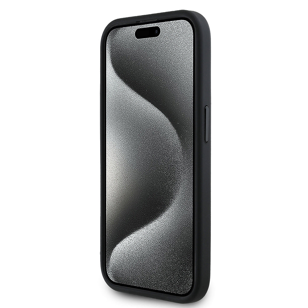 Apple iPhone 15 Pro Max Kılıf Redbull Orjinal Lisanslı M-safe Şarj Özellikli Kırmızı Halka ve Logo Kabartmalı PU Deri Kapak Lacivert