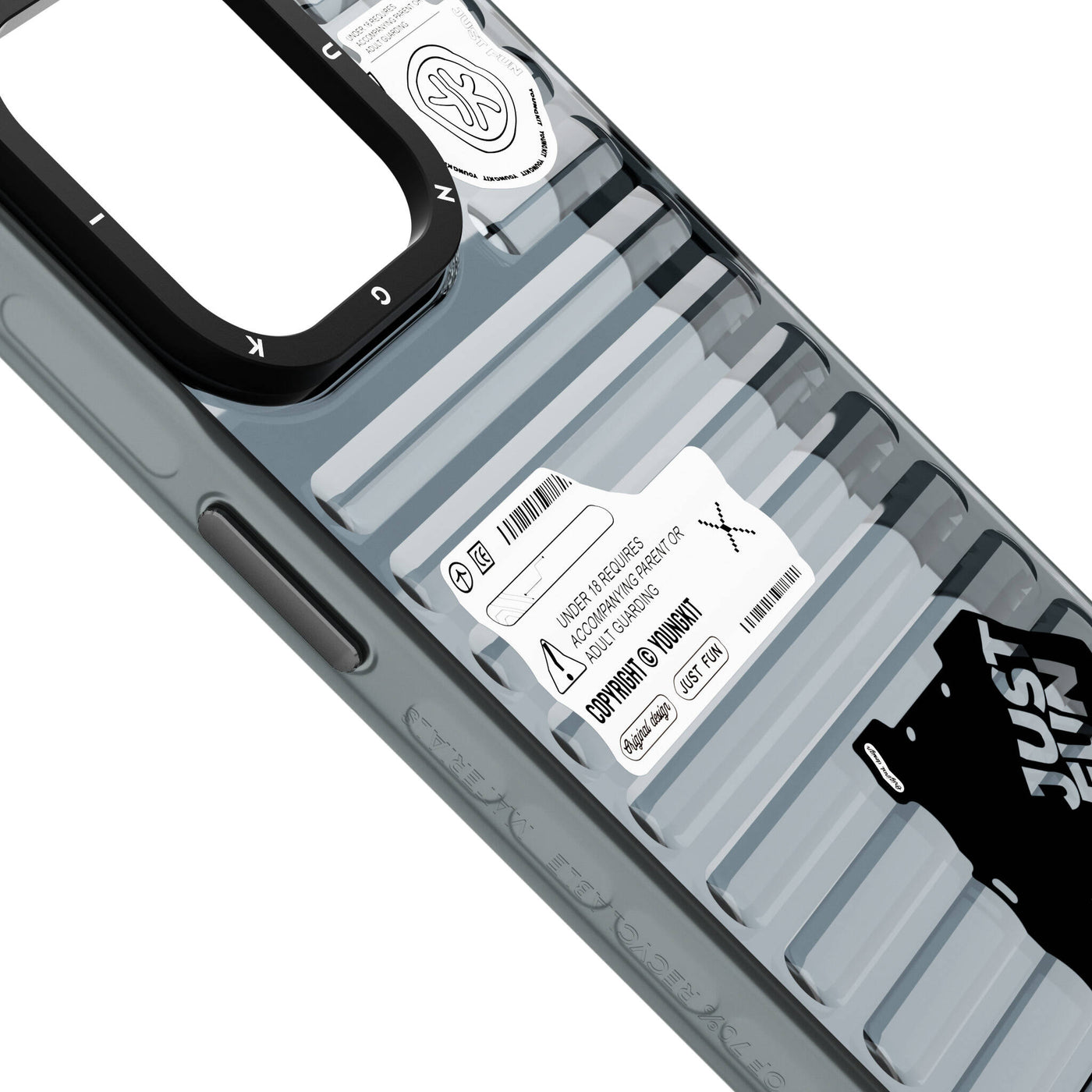 Apple iPhone 15 Pro Max Kılıf Şeffaf Renkli Tasarım YoungKit Fluorite Serisi Kapak Siyah