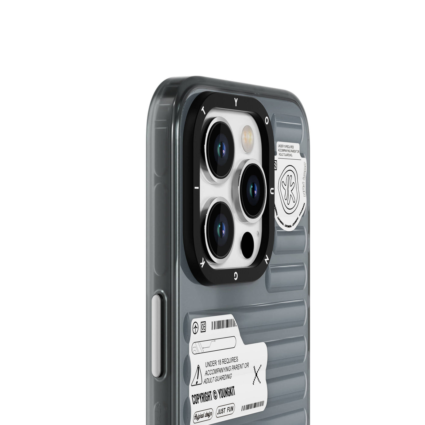 Apple iPhone 15 Pro Max Kılıf Şeffaf Renkli Tasarım YoungKit Fluorite Serisi Kapak Siyah