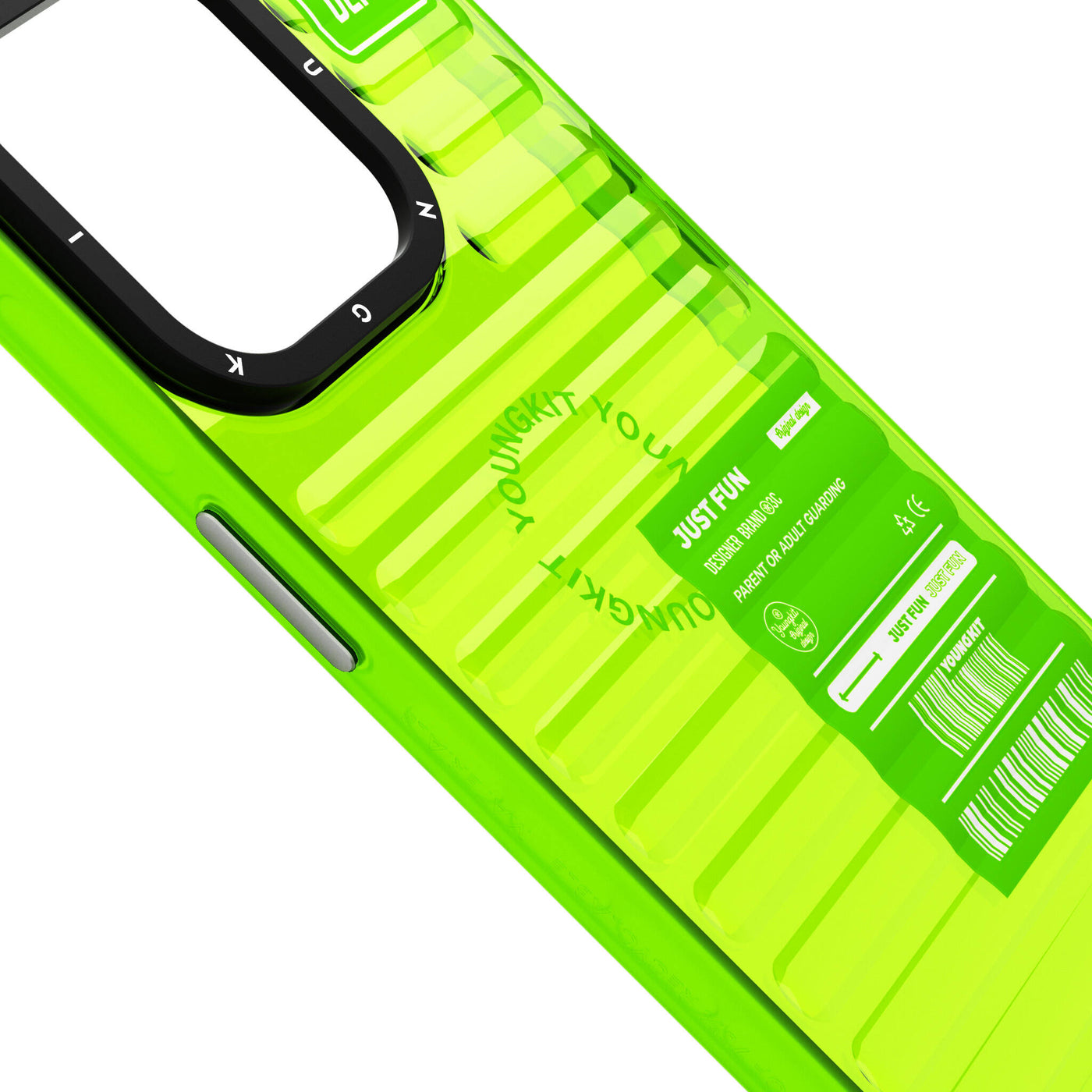 Apple iPhone 15 Pro Max Kılıf Şeffaf Renkli Tasarım YoungKit Fluorite Serisi Kapak Siyah