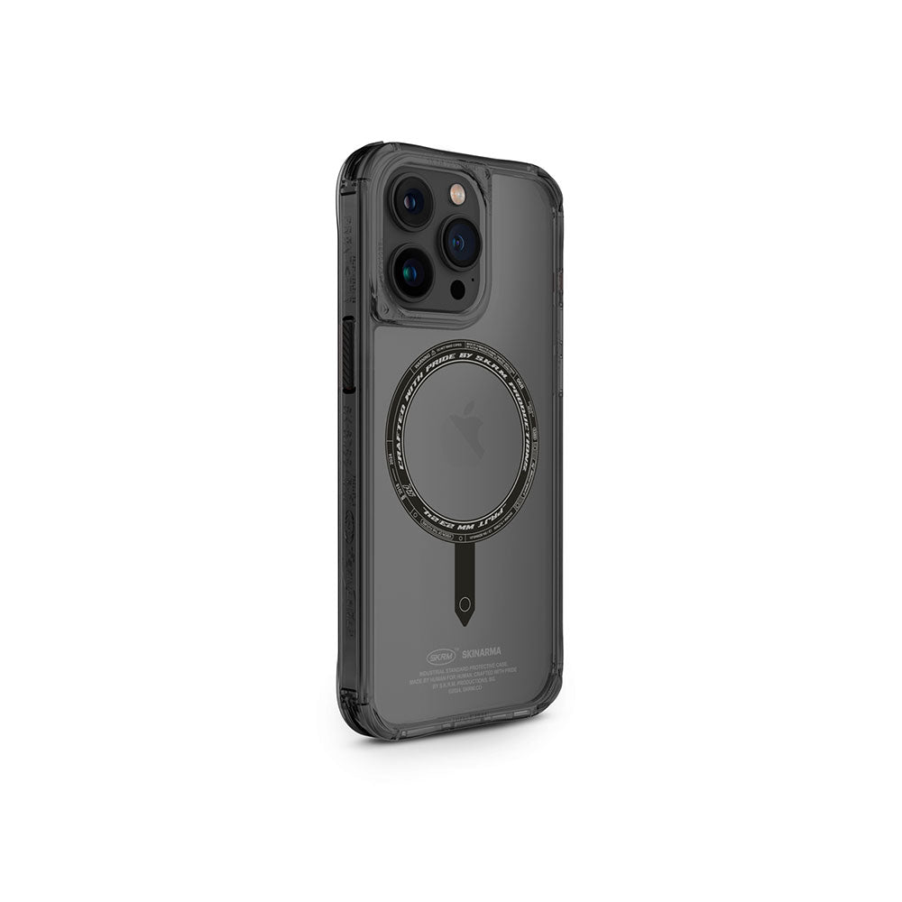 Apple iPhone 15 Pro Max Kılıf SkinArma Şeffaf Airbag Tasarımlı Magsafe Şarj Özellikli Saido Kapak Siyah