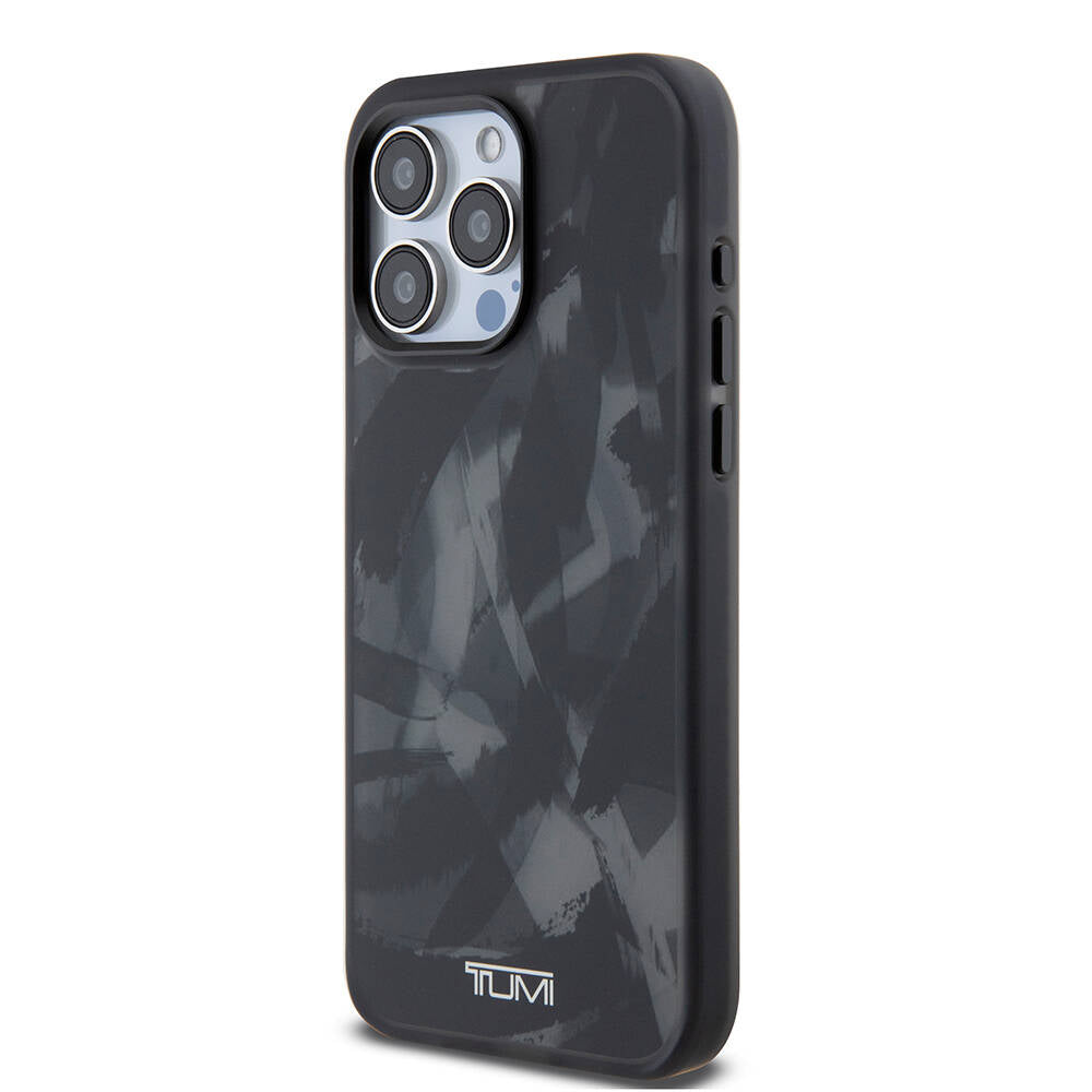 iPhone 15 Pro Max Kılıf TUMI Orjinal Lisanslı M-safe Şarj Özellikli Buzlanmış Saydam Fırça Kamuflajı Desenli Kılıf