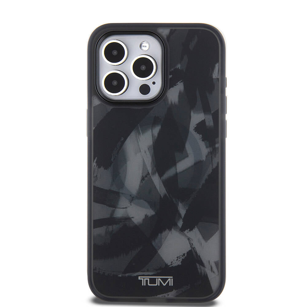 iPhone 15 Pro Max Kılıf TUMI Orjinal Lisanslı M-safe Şarj Özellikli Buzlanmış Saydam Fırça Kamuflajı Desenli Kılıf