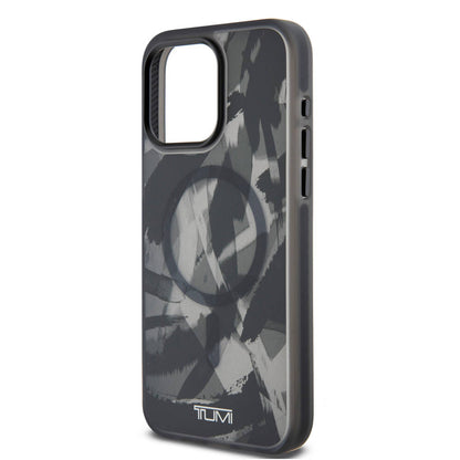 iPhone 15 Pro Max Kılıf TUMI Orjinal Lisanslı M-safe Şarj Özellikli Buzlanmış Saydam Fırça Kamuflajı Desenli Kılıf