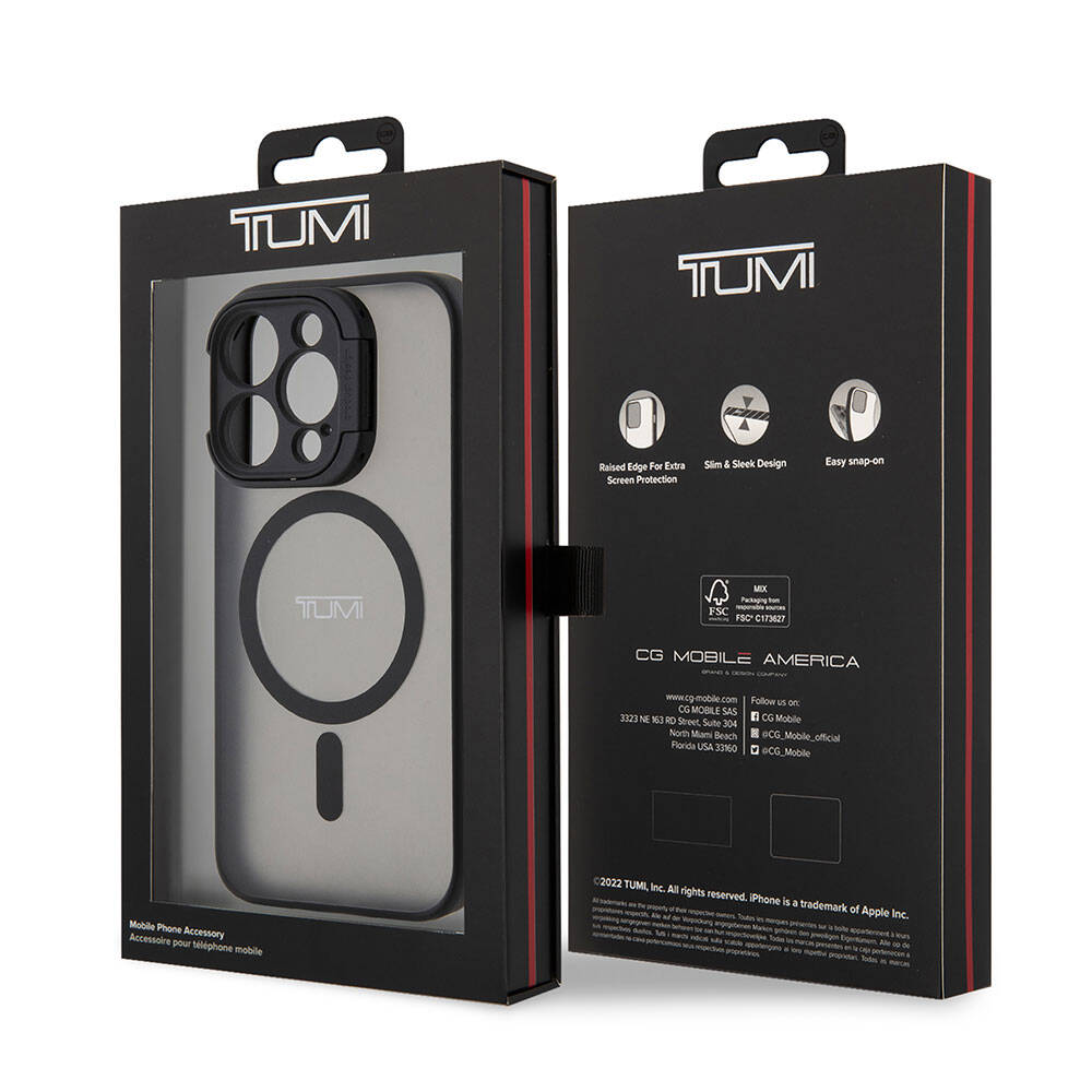 iPhone 15 Pro Max Kılıf TUMI Orjinal Lisanslı M-safe Şarj Özellikli Kamera Standlı Buzlu Mat Kılıf