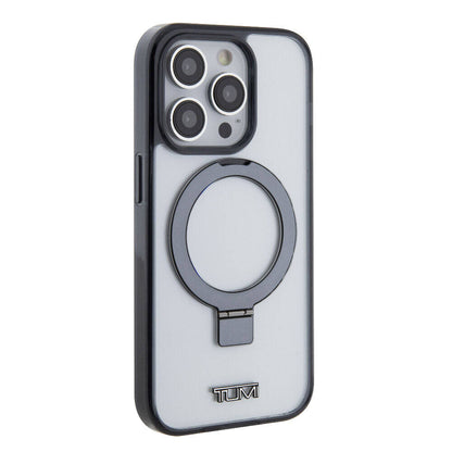 iPhone 15 Pro Max Kılıf TUMI Orjinal Lisanslı M-safe Şarj Özellikli Metal Logolu Ring Standlı Silikon Kılıf