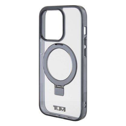 iPhone 15 Pro Max Kılıf TUMI Orjinal Lisanslı M-safe Şarj Özellikli Metal Logolu Ring Standlı Silikon Kılıf