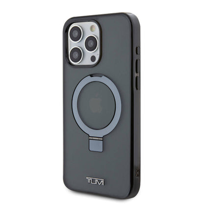 iPhone 15 Pro Max Kılıf TUMI Orjinal Lisanslı M-safe Şarj Özellikli PC TPU Metal Logolu Ring Standlı Kılıf