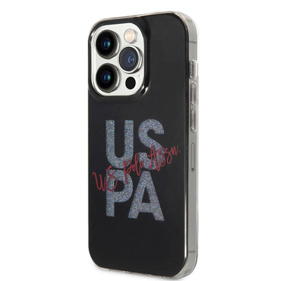 Apple iPhone 15 Pro Max Kılıf U.S. Polo Assn. Orjinal Lisanslı Simli Parlak Alfabe Tasarım Kapak Kırmızı
