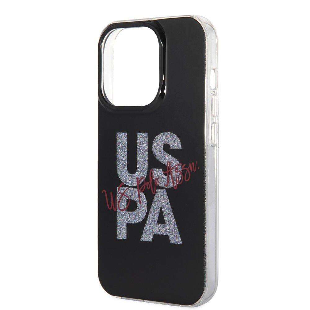 Apple iPhone 15 Pro Max Kılıf U.S. Polo Assn. Orjinal Lisanslı Simli Parlak Alfabe Tasarım Kapak Kırmızı