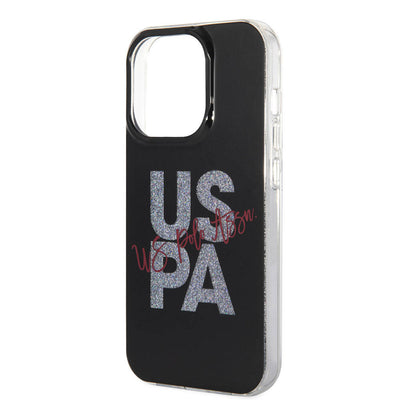 Apple iPhone 15 Pro Max Kılıf U.S. Polo Assn. Orjinal Lisanslı Simli Parlak Alfabe Tasarım Kapak Kırmızı
