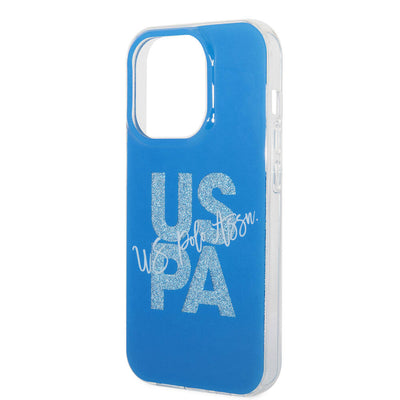 Apple iPhone 15 Pro Max Kılıf U.S. Polo Assn. Orjinal Lisanslı Simli Parlak Alfabe Tasarım Kapak Lacivert