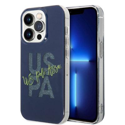 Apple iPhone 15 Pro Max Kılıf U.S. Polo Assn. Orjinal Lisanslı Simli Parlak Alfabe Tasarım Kapak Kırmızı