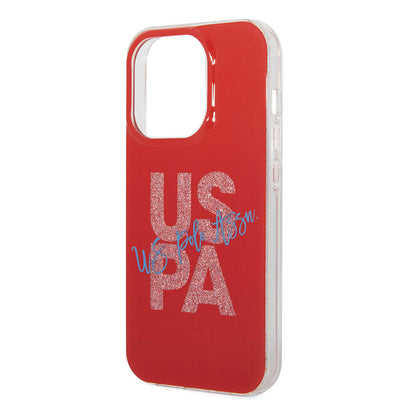 Apple iPhone 15 Pro Max Kılıf U.S. Polo Assn. Orjinal Lisanslı Simli Parlak Alfabe Tasarım Kapak Lacivert
