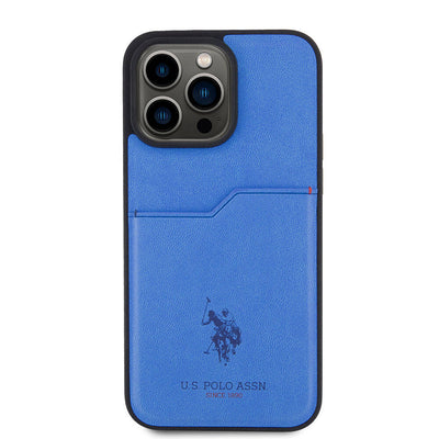 Apple iPhone 15 Pro Max Kılıf U.S. Polo Assn. Orjinal Lisanslı Baskı Logolu PU Kartlıklı Kapak Lacivert