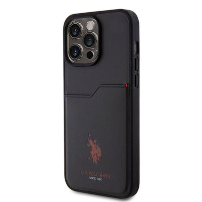 Apple iPhone 15 Pro Max Kılıf U.S. Polo Assn. Orjinal Lisanslı Baskı Logolu PU Kartlıklı Kapak Lacivert