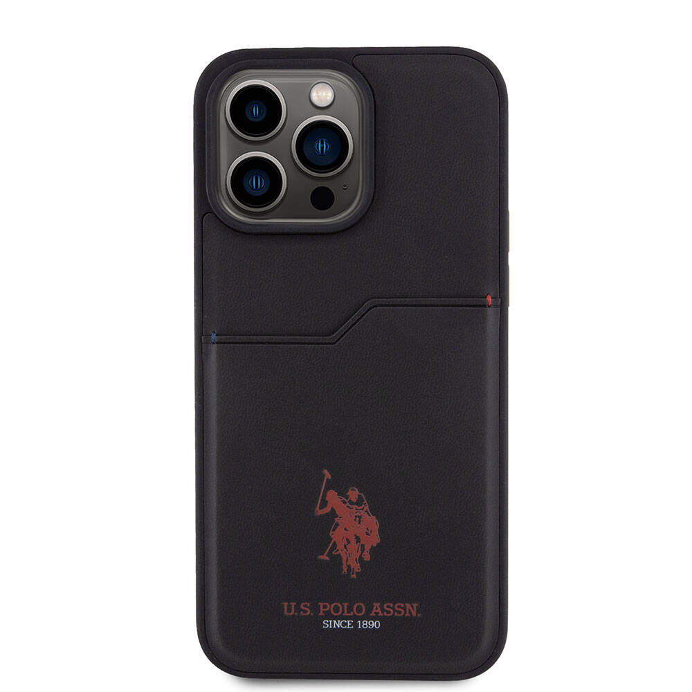 Apple iPhone 15 Pro Max Kılıf U.S. Polo Assn. Orjinal Lisanslı Baskı Logolu PU Kartlıklı Kapak Mavi