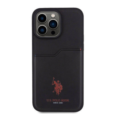 Apple iPhone 15 Pro Max Kılıf U.S. Polo Assn. Orjinal Lisanslı Baskı Logolu PU Kartlıklı Kapak Mavi