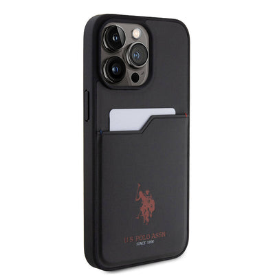 Apple iPhone 15 Pro Max Kılıf U.S. Polo Assn. Orjinal Lisanslı Baskı Logolu PU Kartlıklı Kapak Kırmızı