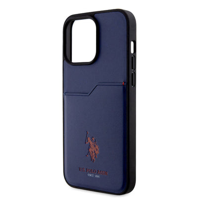 Apple iPhone 15 Pro Max Kılıf U.S. Polo Assn. Orjinal Lisanslı Baskı Logolu PU Kartlıklı Kapak Kırmızı