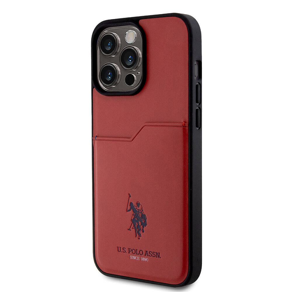 Apple iPhone 15 Pro Max Kılıf U.S. Polo Assn. Orjinal Lisanslı Baskı Logolu PU Kartlıklı Kapak Mavi