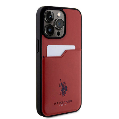 Apple iPhone 15 Pro Max Kılıf U.S. Polo Assn. Orjinal Lisanslı Baskı Logolu PU Kartlıklı Kapak Mavi