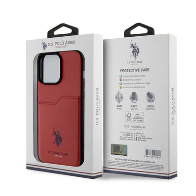 Apple iPhone 15 Pro Max Kılıf U.S. Polo Assn. Orjinal Lisanslı Baskı Logolu PU Kartlıklı Kapak Lacivert