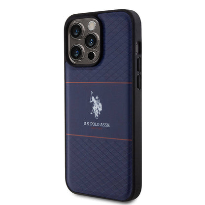 iPhone 15 Pro Max Kılıf U.S. Polo Assn. Orjinal Lisanslı Deri Şeritli Logo Dizayn Kılıf