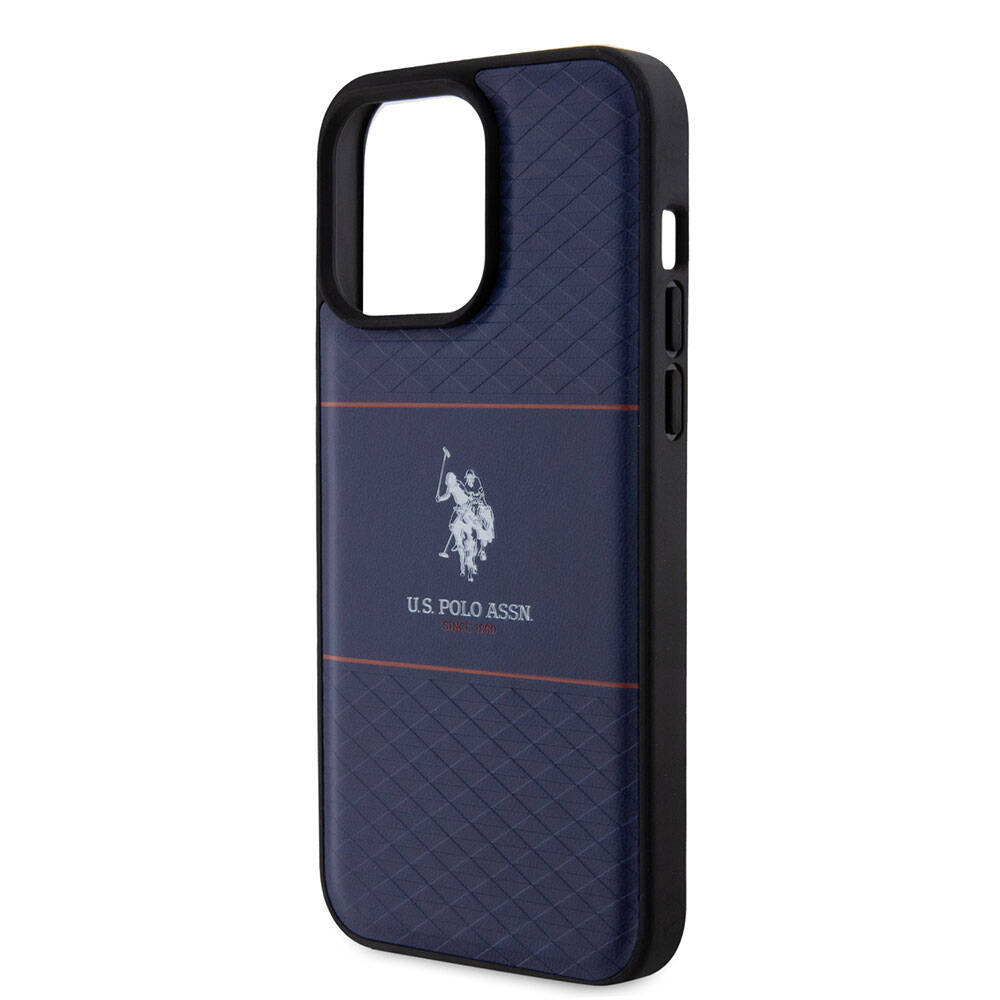 iPhone 15 Pro Max Kılıf U.S. Polo Assn. Orjinal Lisanslı Deri Şeritli Logo Dizayn Kılıf