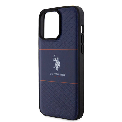 iPhone 15 Pro Max Kılıf U.S. Polo Assn. Orjinal Lisanslı Deri Şeritli Logo Dizayn Kılıf