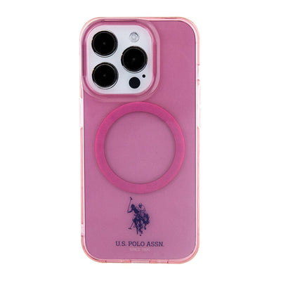 Apple iPhone 15 Pro Max Kılıf U.S. Polo Assn. Orjinal Lisanslı Magsafe Şarj Özellikli Transparan Tasarım Kapak Pembe