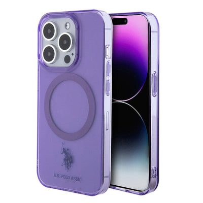 Apple iPhone 15 Pro Max Kılıf U.S. Polo Assn. Orjinal Lisanslı Magsafe Şarj Özellikli Transparan Tasarım Kapak Mor
