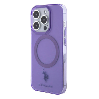 Apple iPhone 15 Pro Max Kılıf U.S. Polo Assn. Orjinal Lisanslı Magsafe Şarj Özellikli Transparan Tasarım Kapak Pembe