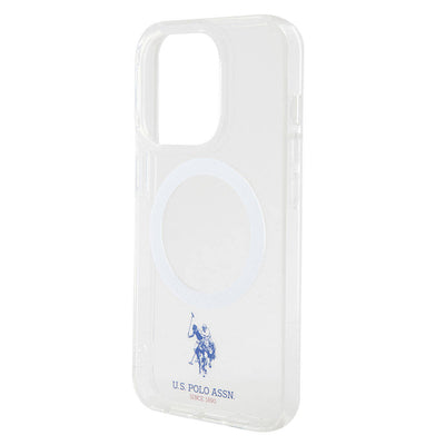 Apple iPhone 15 Pro Max Kılıf U.S. Polo Assn. Orjinal Lisanslı Magsafe Şarj Özellikli Transparan Tasarım Kapak Pembe