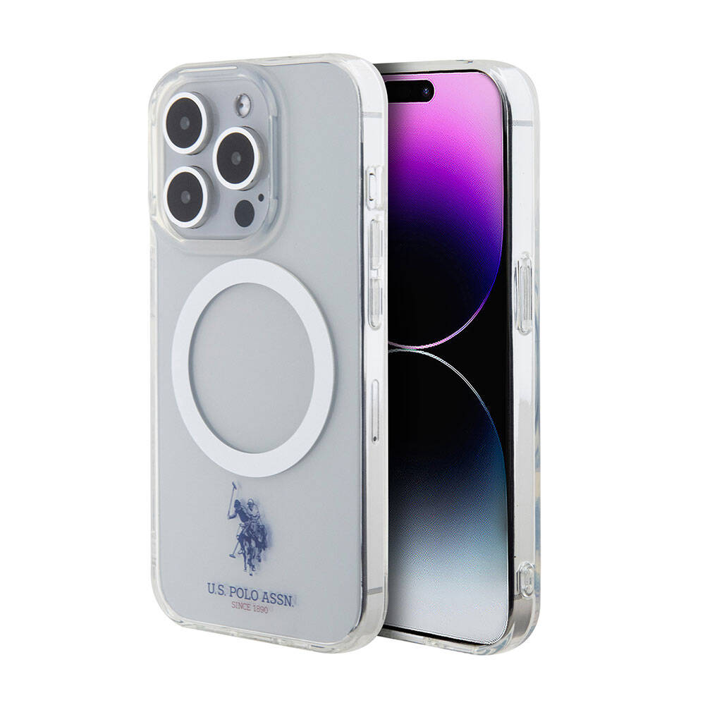 Apple iPhone 15 Pro Max Kılıf U.S. Polo Assn. Orjinal Lisanslı Magsafe Şarj Özellikli Transparan Tasarım Kapak Renksiz