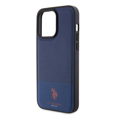 Apple iPhone 15 Pro Max Kılıf U.S. Polo Assn. Orjinal Lisanslı Suni Deri Arka Yüzey Baskı Logolu Örgü Desenli Kapak Kırmızı