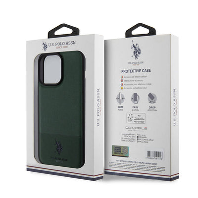 Apple iPhone 15 Pro Max Kılıf U.S. Polo Assn. Orjinal Lisanslı Suni Deri Arka Yüzey Baskı Logolu Örgü Desenli Kapak Lacivert
