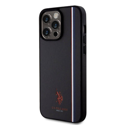 Apple iPhone 15 Pro Max Kılıf U.S. Polo Assn. Orjinal Lisanslı Üç Renk Şerit Tasarımlı Baskı Logolu Kapak Beyaz