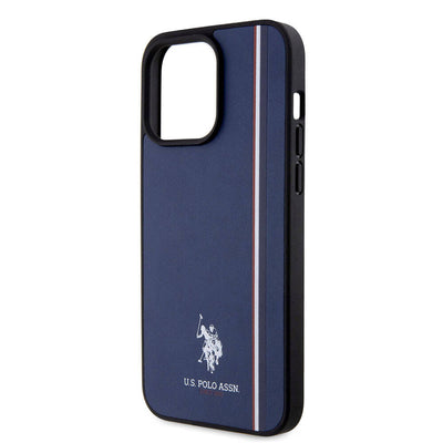 Apple iPhone 15 Pro Max Kılıf U.S. Polo Assn. Orjinal Lisanslı Üç Renk Şerit Tasarımlı Baskı Logolu Kapak Beyaz