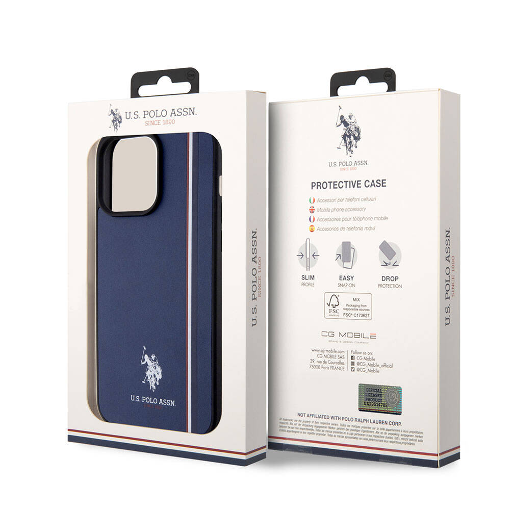 iPhone 15 Pro Max Kılıf U.S. Polo Assn. Orjinal Lisanslı Üç Renk Şerit Tasarımlı Baskı Logolu Kılıf