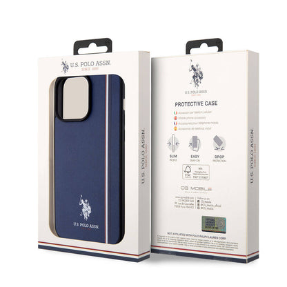 iPhone 15 Pro Max Kılıf U.S. Polo Assn. Orjinal Lisanslı Üç Renk Şerit Tasarımlı Baskı Logolu Kılıf