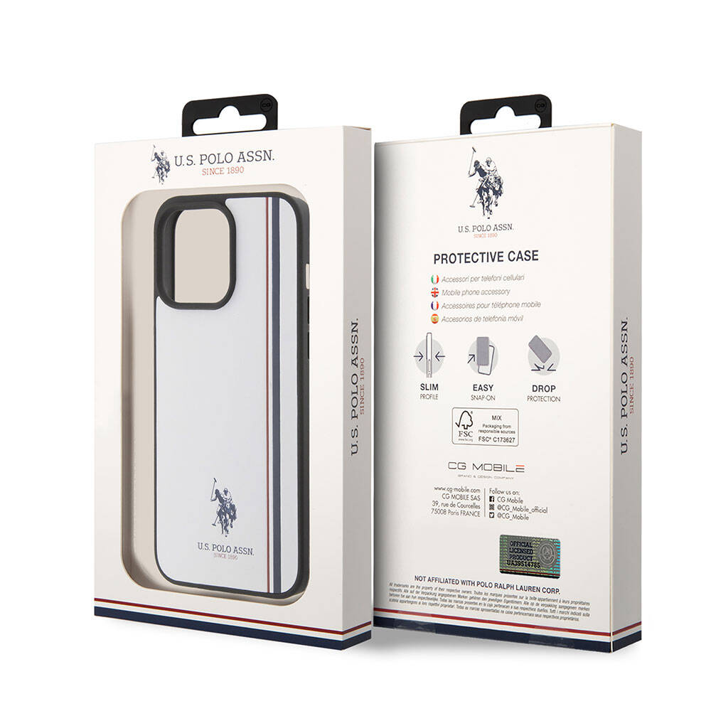 iPhone 15 Pro Max Kılıf U.S. Polo Assn. Orjinal Lisanslı Üç Renk Şerit Tasarımlı Baskı Logolu Kılıf