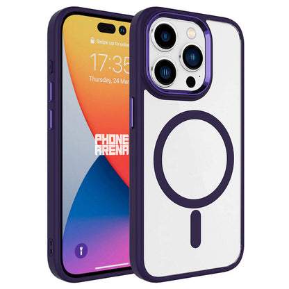 iPhone 15 Pro Max Kılıf Wireless Şarj Özellikli Zore Krom M-safe Silikon Kılıf