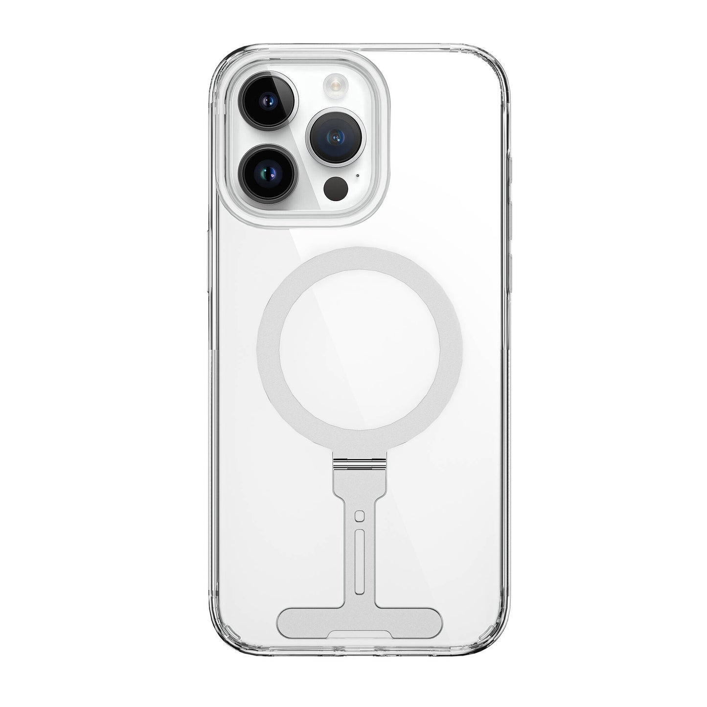 iPhone 15 Pro Max Kılıf Wiwu FYY-014 M-safe Şarj Özellikli Alüminyum Alaşım Metal Standlı Şeffaf Kılıf