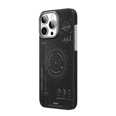 Apple iPhone 15 Pro Max Kılıf Wiwu HHX-016 Karbon Fiber 600D Mars Kevlar Kapak Siyah