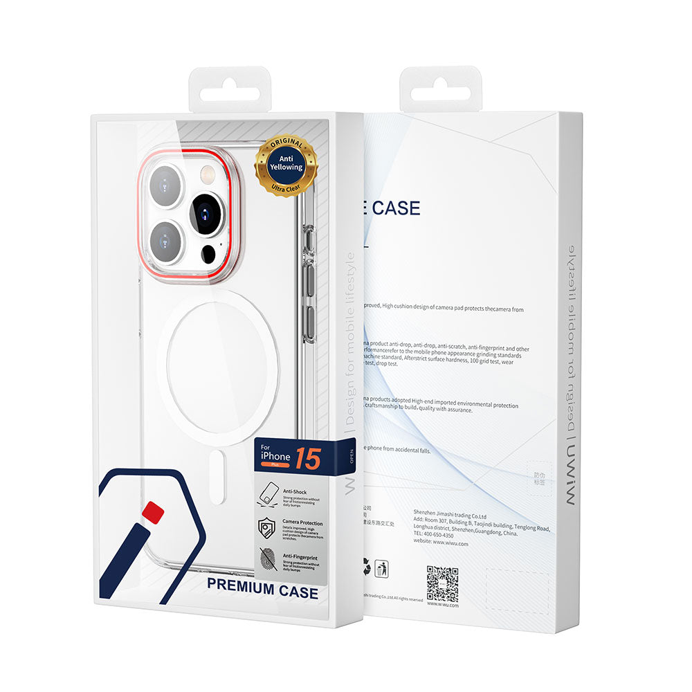 iPhone 15 Pro Max Kılıf Wiwu ZYS-013 M-safe Şarj Özellikli Renkli Kamera Çerçeveli Şeffaf Jelly Kılıf
