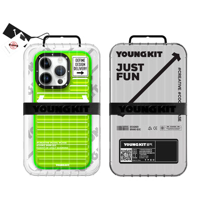 Apple iPhone 15 Pro Max Kılıf YoungKit Luggage FireFly Serisi Kapak Yeşil
