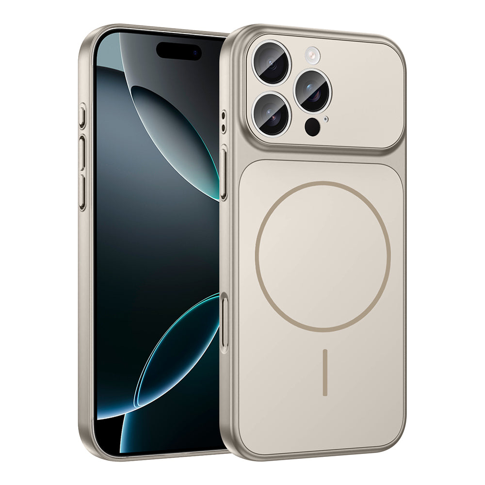 Apple iPhone 15 Pro Max Kılıf Zore M-Safe Şarj Özellikli Kamera Korumalı Formen Kapak Gümüş