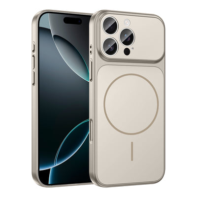 Apple iPhone 15 Pro Max Kılıf Zore M-Safe Şarj Özellikli Kamera Korumalı Formen Kapak Gold